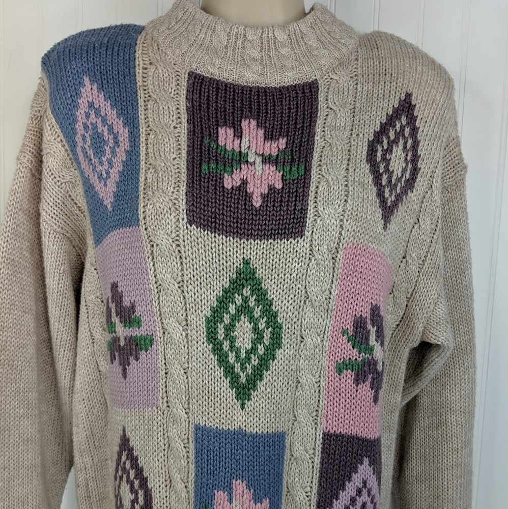 Vintage Cottage Core Granny Chic Patchwork Sweater - image 5